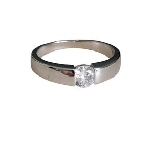 Sterling Silver 925 Promise Engagement Ring with Sparkling Rhinestone Size 6,7,8